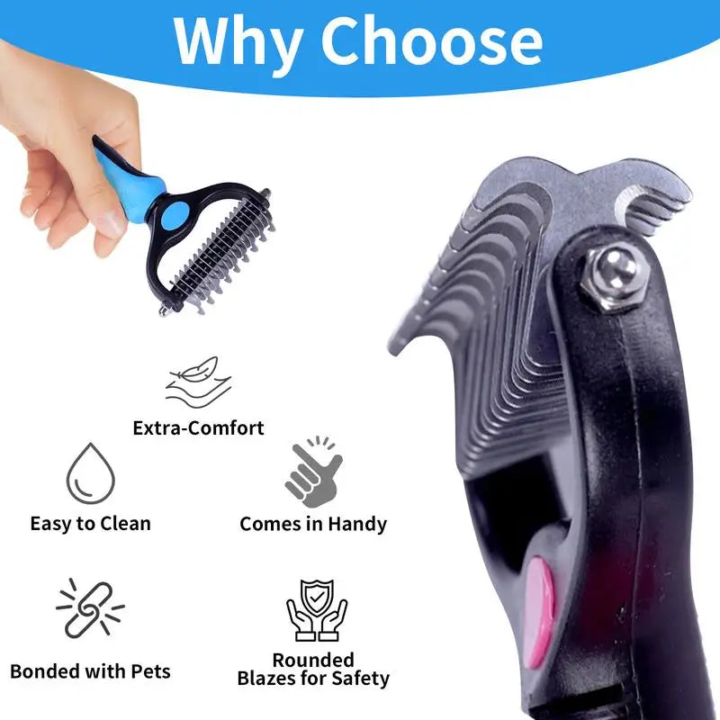 Stainless Pet Grooming Brush – Deshedding, Fur Removal & Knot Cutter for Dogs & Cats