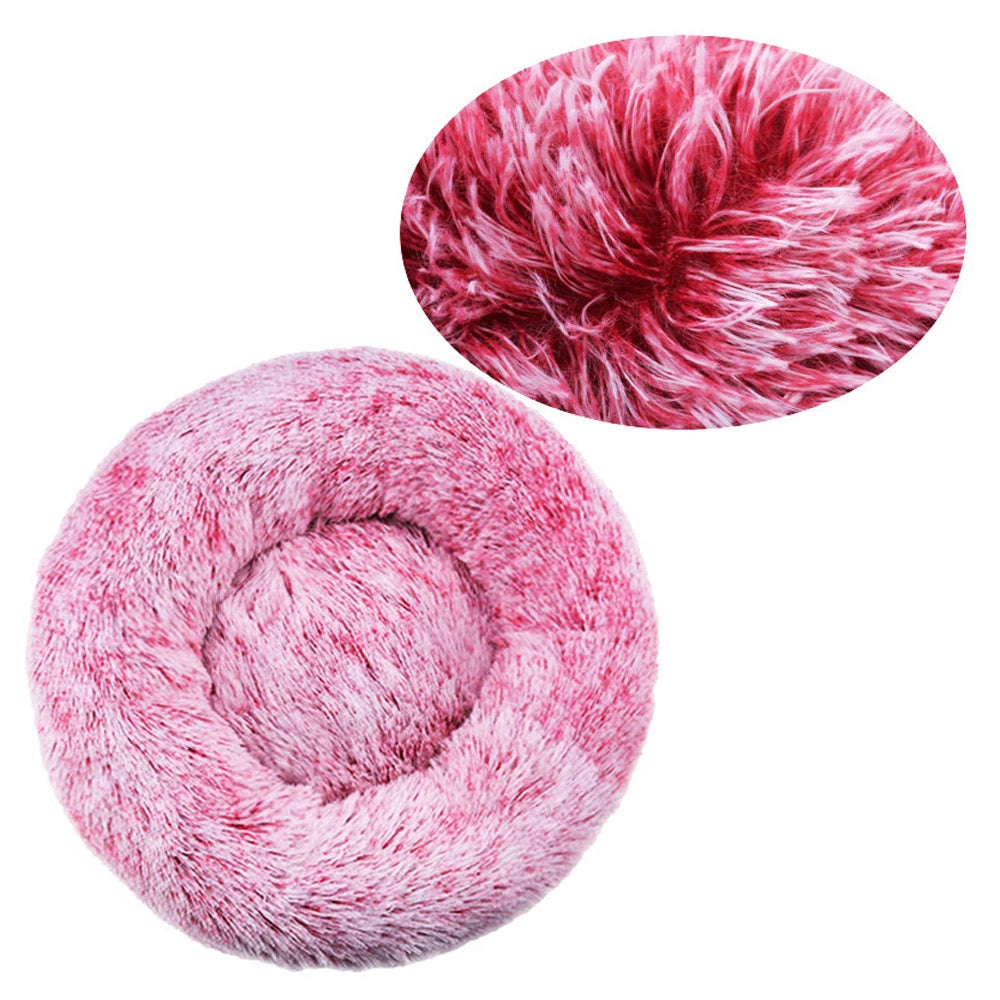 Washable Round Dog & Cat Bed – Cozy Winter Plush Basket for All Sizes