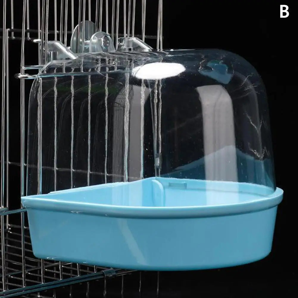 Clear Hanging Bird Bath – Cage Accessory for Parakeets, Canaries & Cockatiels