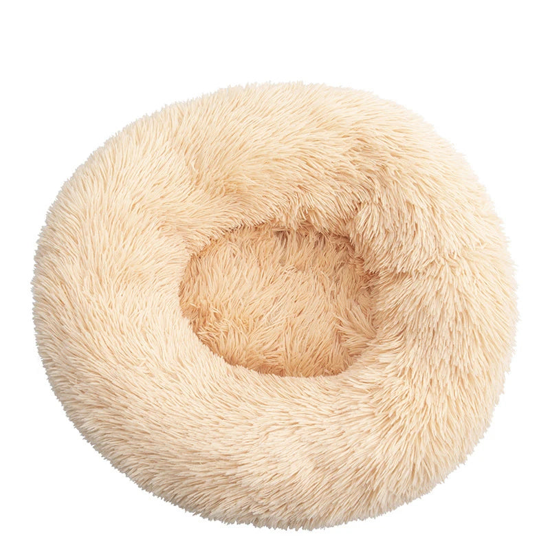 Large Round Pet Bed – Super Soft Plush Dog & Cat House for Winter Sleeping