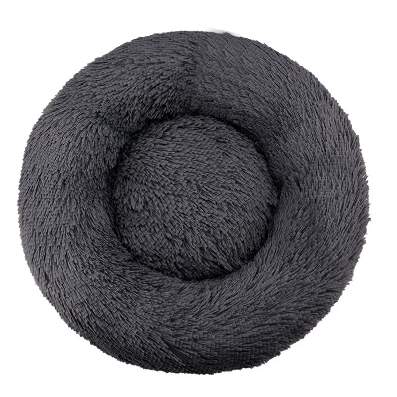 Washable Round Dog & Cat Bed – Cozy Winter Plush Basket for All Sizes