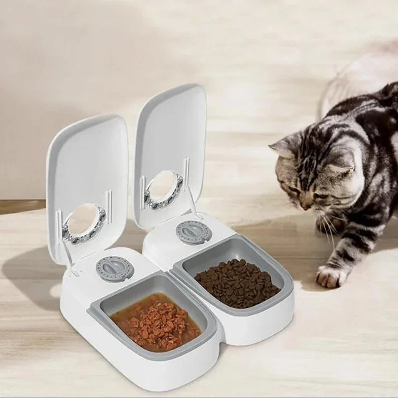2-Meal Automatic Pet Feeder – Smart Dual Bowls for Dogs & Cats