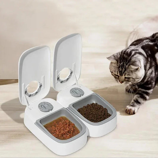 2-Meal Automatic Pet Feeder – Smart Dual Bowls for Dogs & Cats