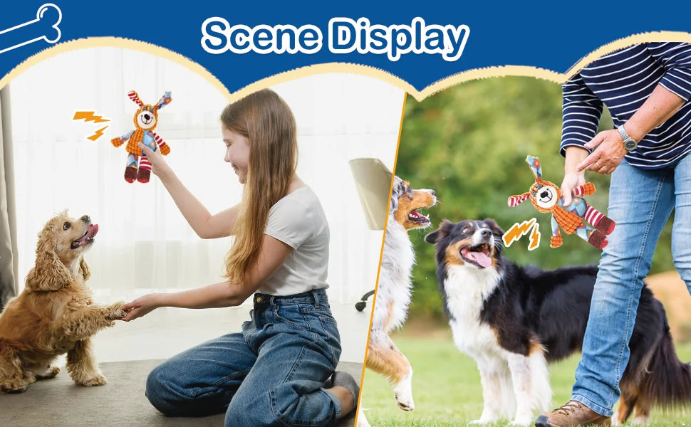 Interactive Dog Toy – Squeak & Rope, Teething & Heavy Chewers