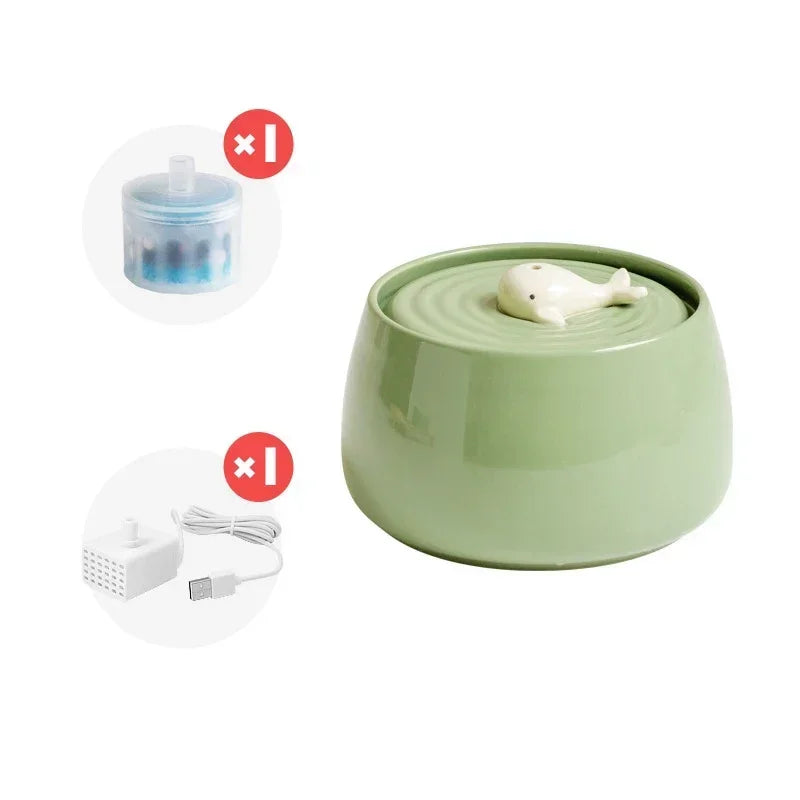 1.3 L Ceramic Cat Water Fountain USB Charging Pet Water Feeders Dogs Automatic Circulating Filtration Flow Water Dispenser