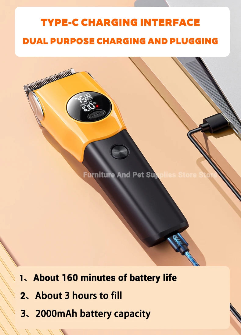 Electric Dog Grooming Clipper – Professional Cordless Pet Hair Trimmer