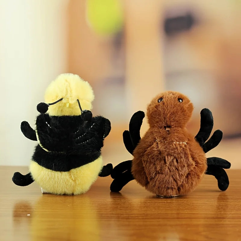 Cute Insect Plush Keychain – Spider, Bee & Caterpillar Toys for Cats & Dogs