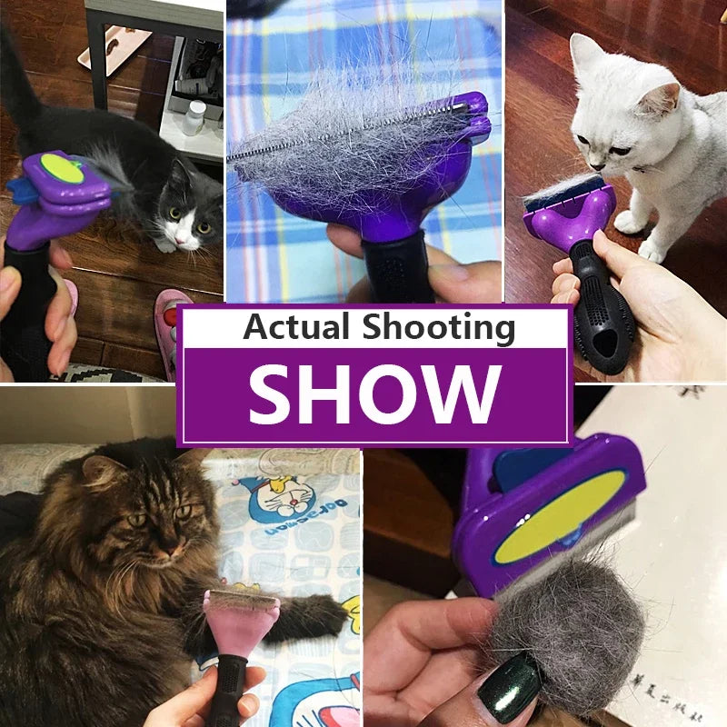 Cat & Dog Grooming Brush – Hair Shedding, Massage & Cleaning Comb