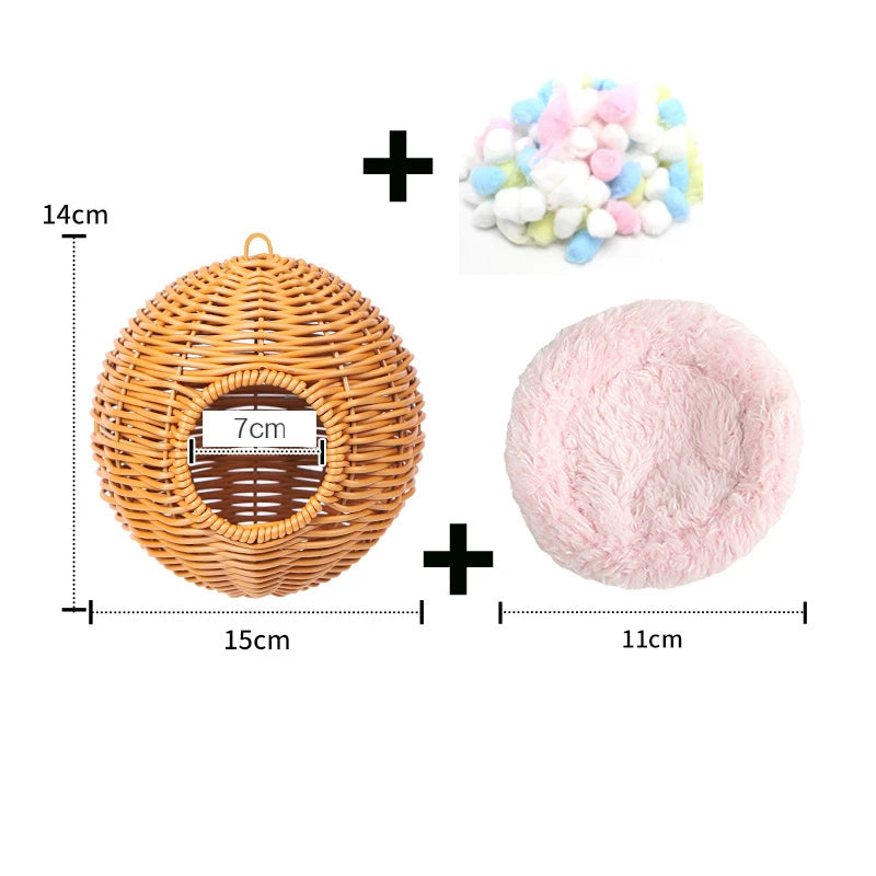 Handwoven Grass Bird Nest – Fake Grass Cage House for Parrots & Small Birds