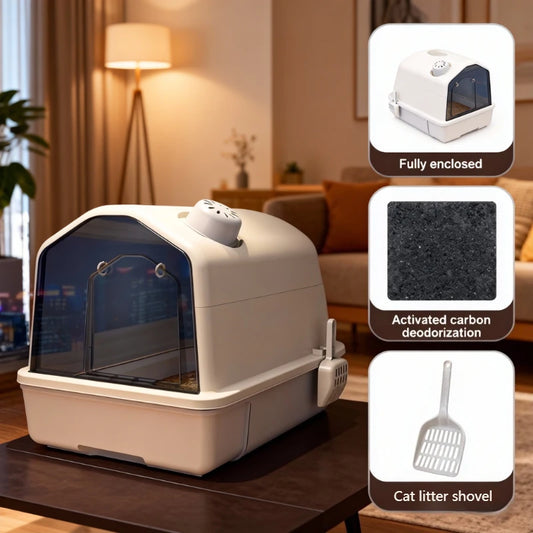XL Enclosed Cat Litter Box – Odor Control & Easy Clean