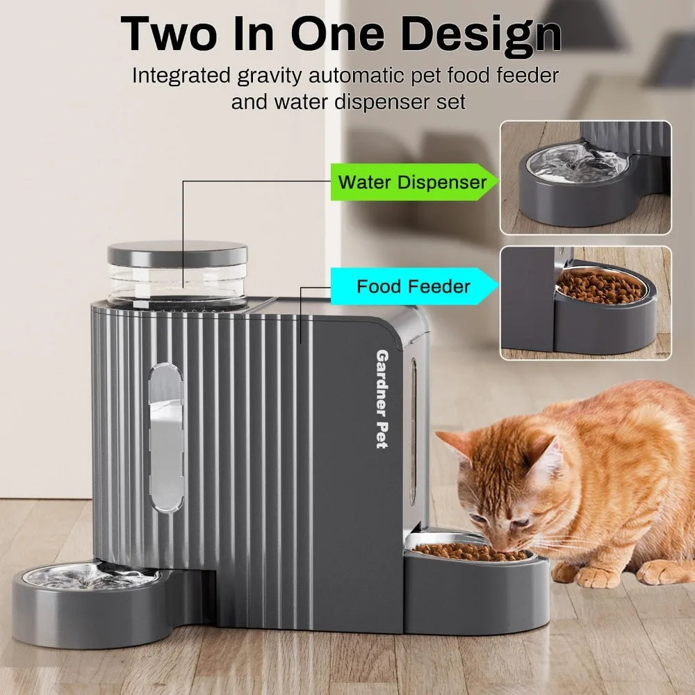Automatic Gravity Cat & Dog Feeder – Stainless Steel Food & Water Dispenser