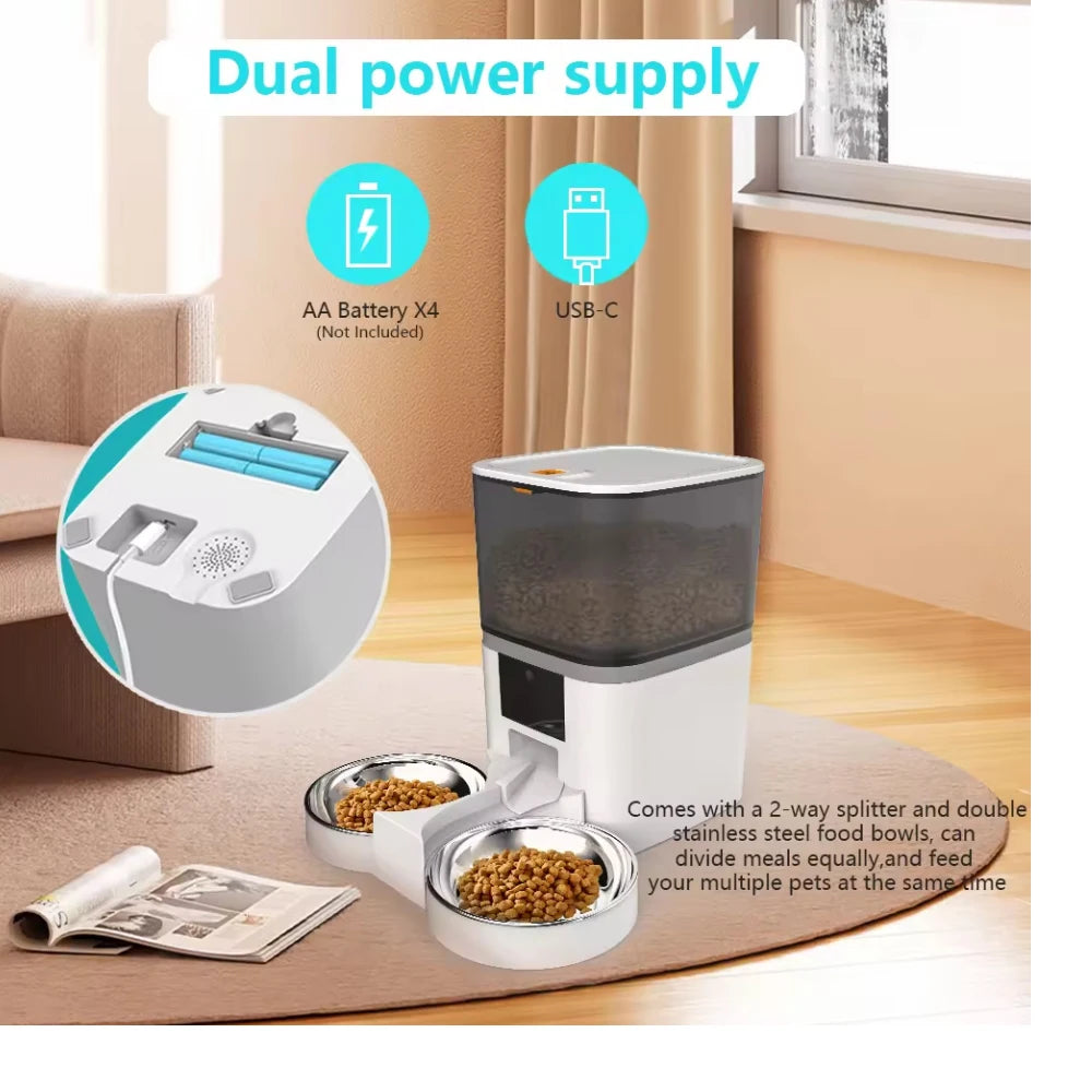 4L Smart Automatic Pet Feeder with Camera – App Controlled Cat & Dog Feeder