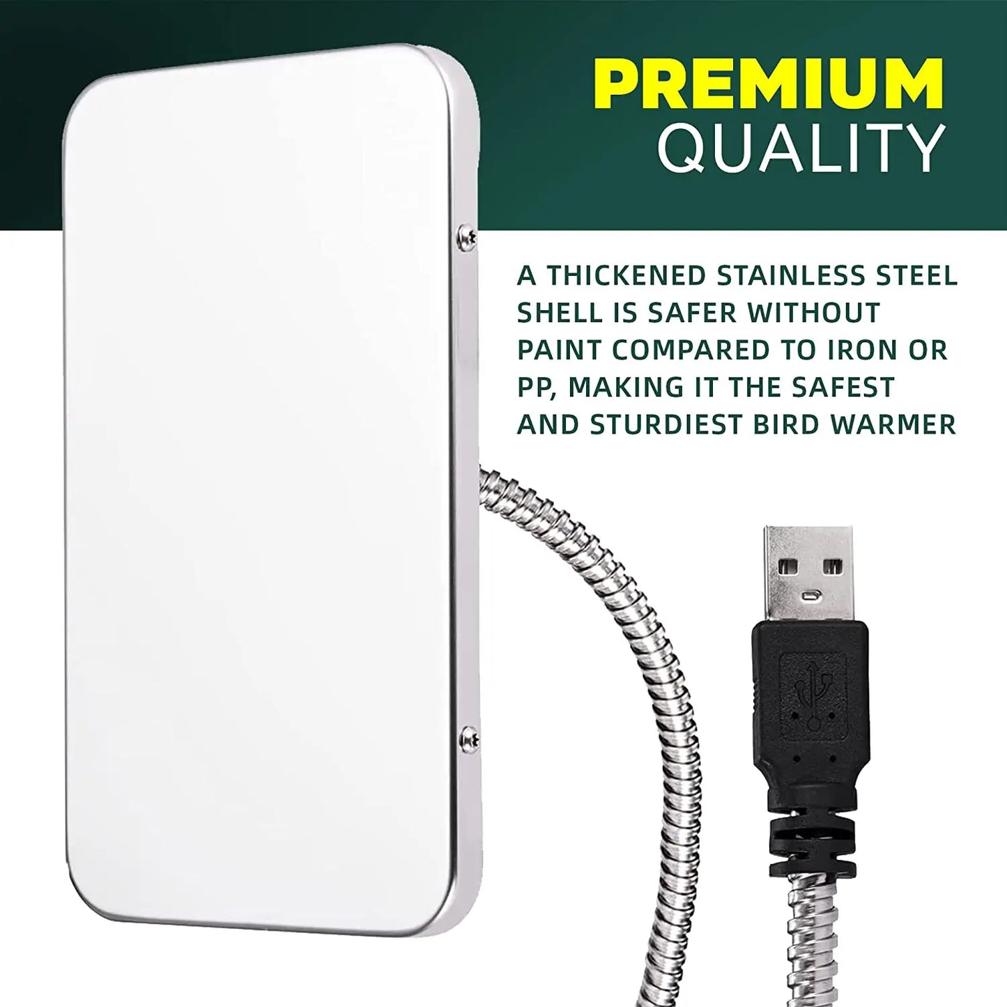 Bird Cage Heater Perch – Stainless Steel Parrot Warmer with Thermostat for Bird Cages