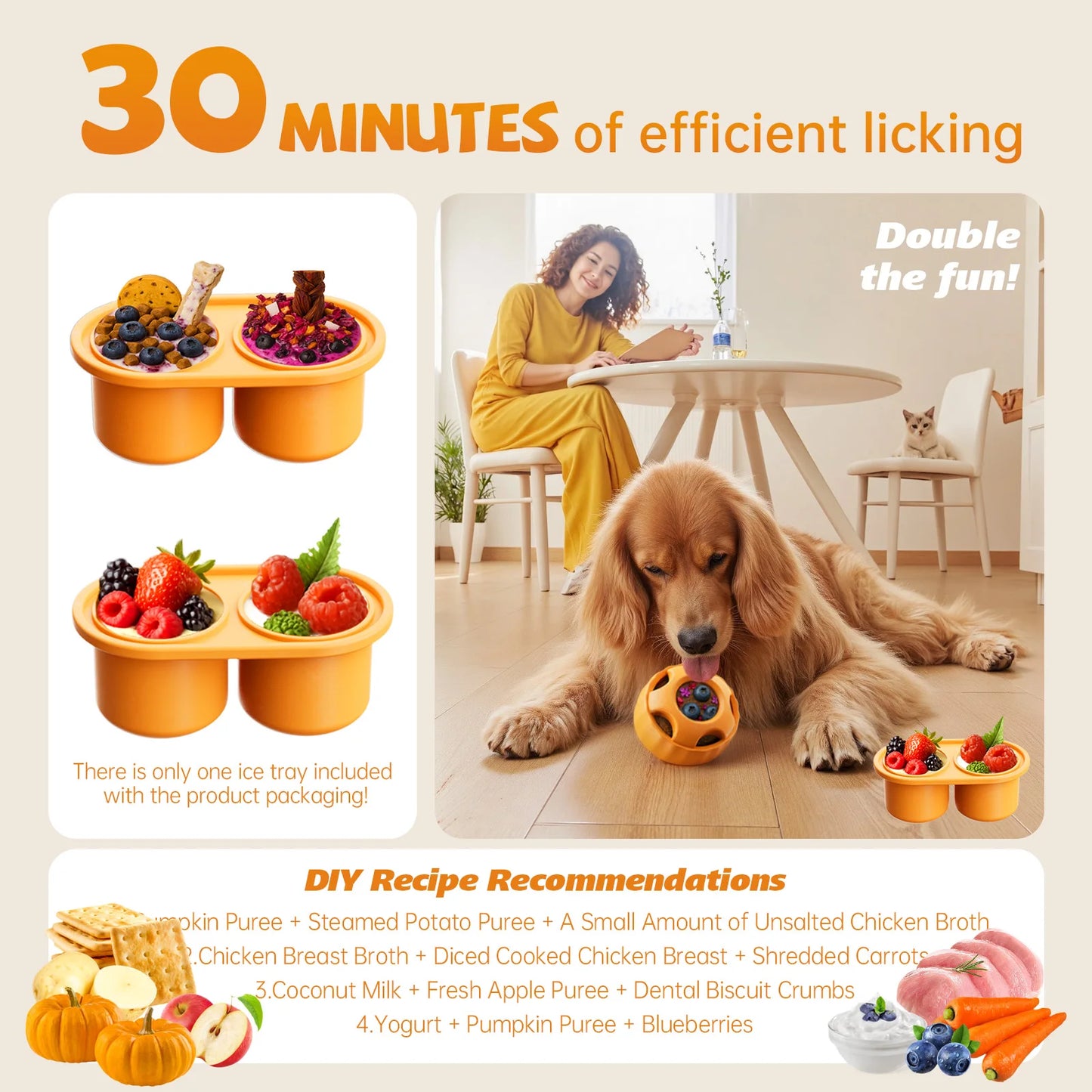 Interactive Dog Treat Mold Toy – Silicone Enrichment Freezer Toy for Puppies