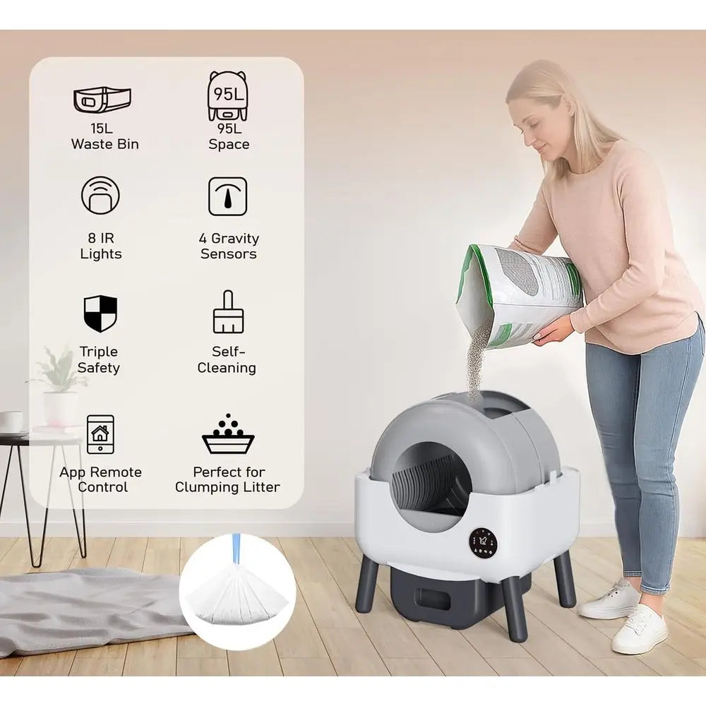 "S7 Smart Self-Cleaning Cat Litter Box – XL Automatic Robot"