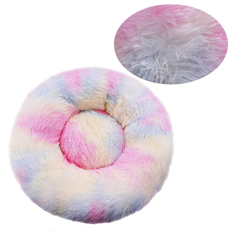 Washable Round Dog & Cat Bed – Cozy Winter Plush Basket for All Sizes