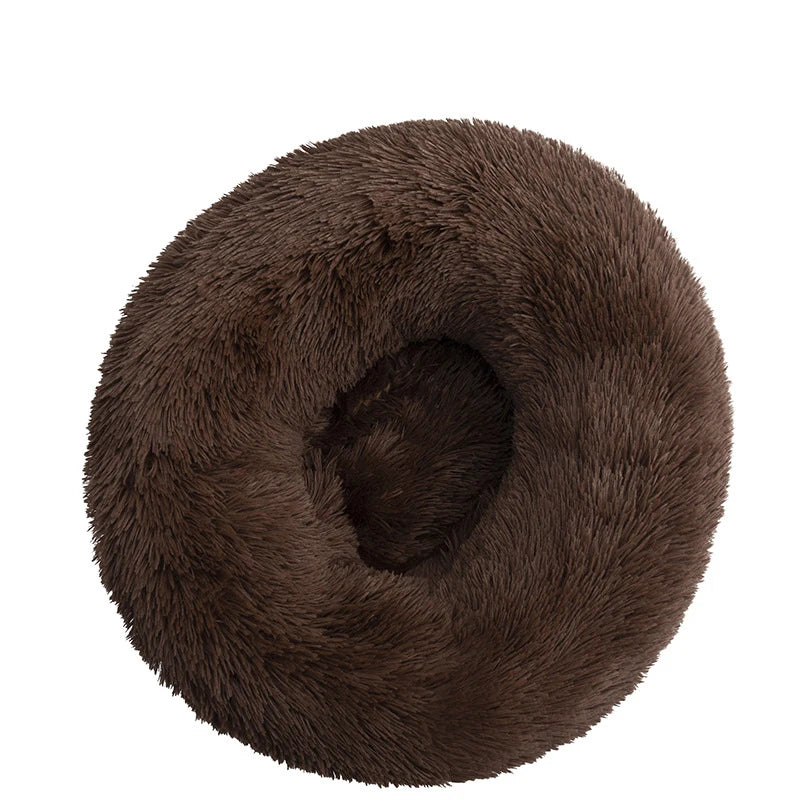 Large Round Pet Bed – Super Soft Plush Dog & Cat House for Winter Sleeping
