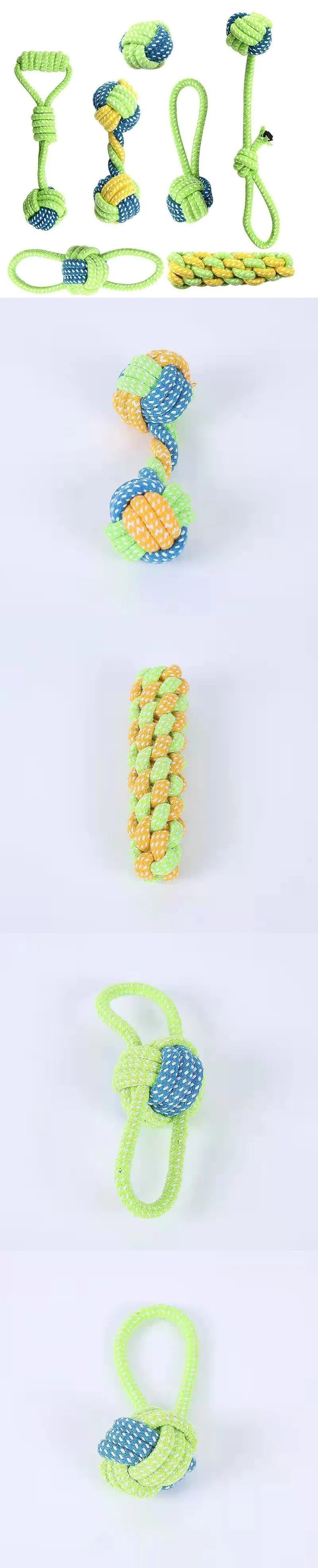Interactive Cotton Rope Dog Toy – Chew Ball & Toothbrush for Puppies and Large Dogs