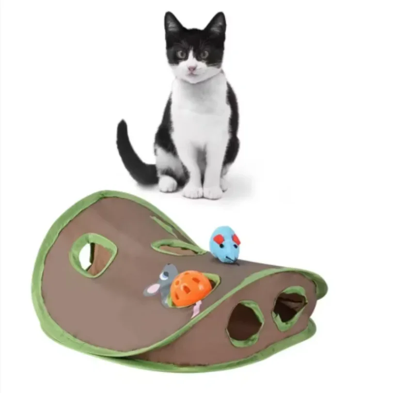 Cat Tunnel Hide & Seek Toy – Hidden Mouse, Foldable & Interactive