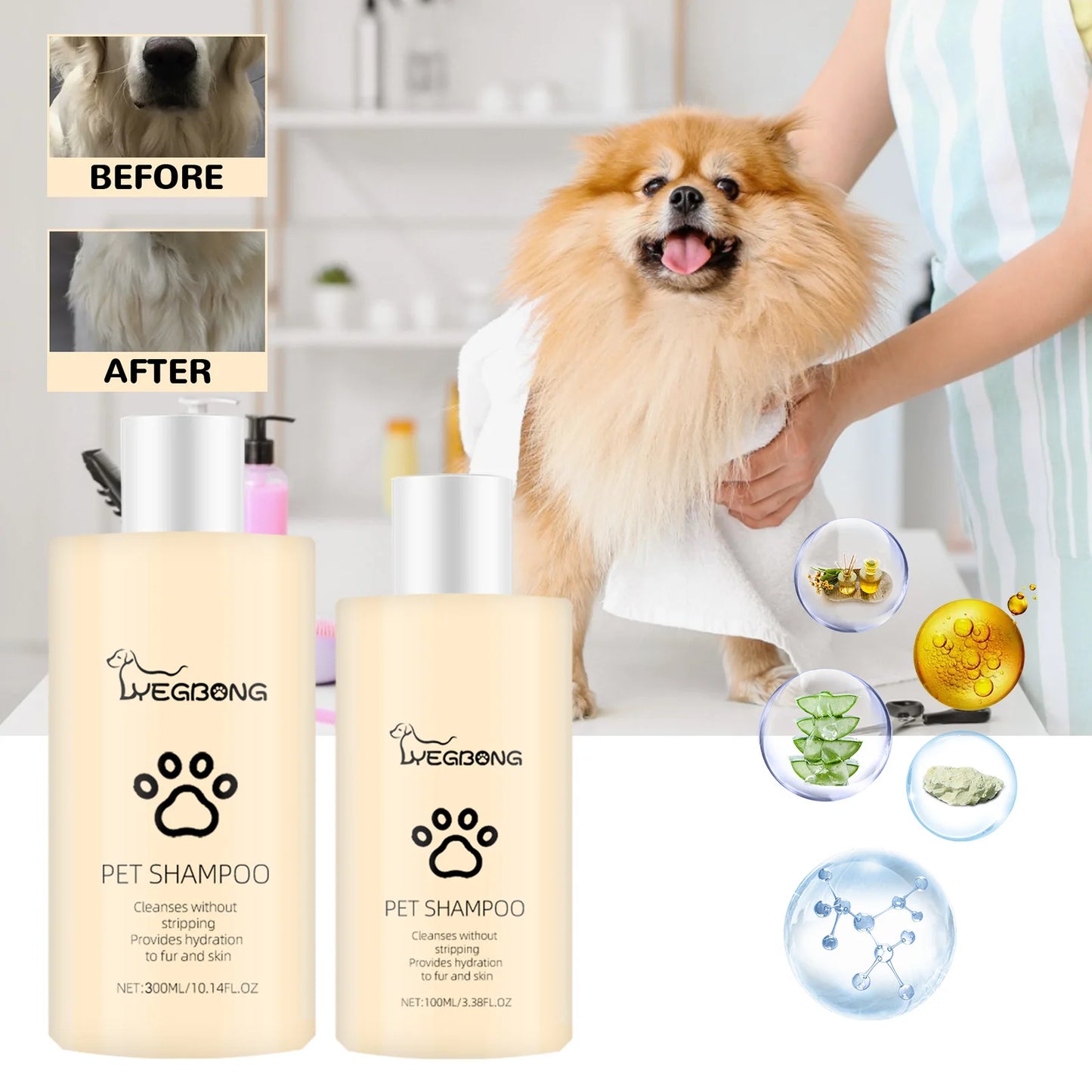 Pet Wash Dog Shampoo – Hair Softening, Flea & Mite Removal, Deodorizing & Anti-Itch Care