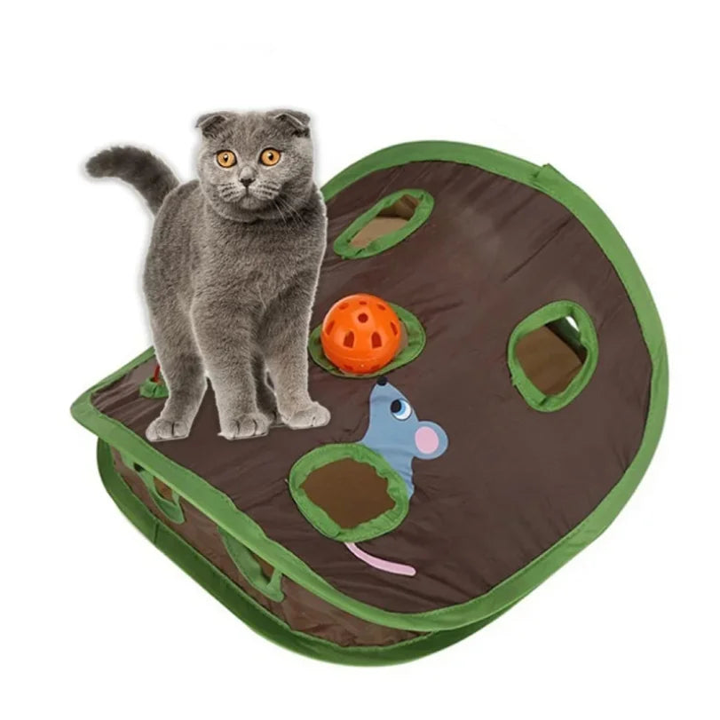 Cat Tunnel Hide & Seek Toy – Hidden Mouse, Foldable & Interactive