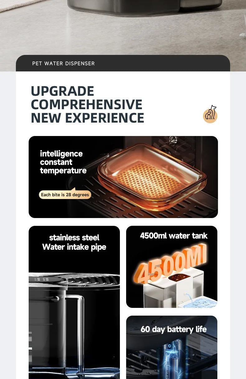 4.5L Smart Pet Water Dispenser – Automatic Cat & Kitten Fountain