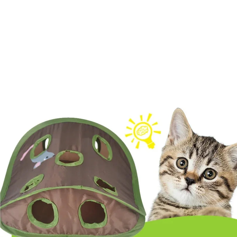 Cat Tunnel Hide & Seek Toy – Hidden Mouse, Foldable & Interactive