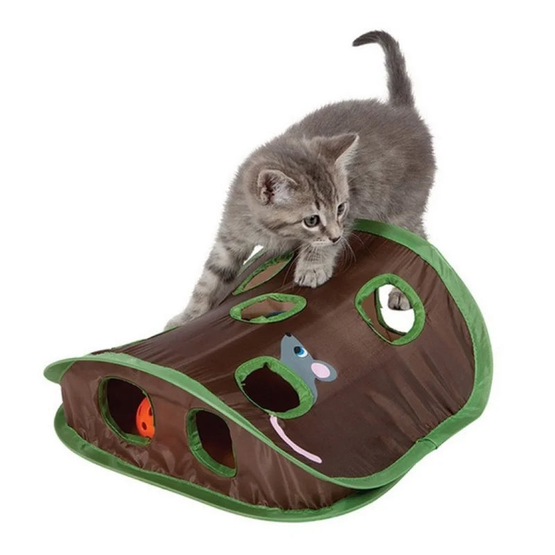 Cat Tunnel Hide & Seek Toy – Hidden Mouse, Foldable & Interactive