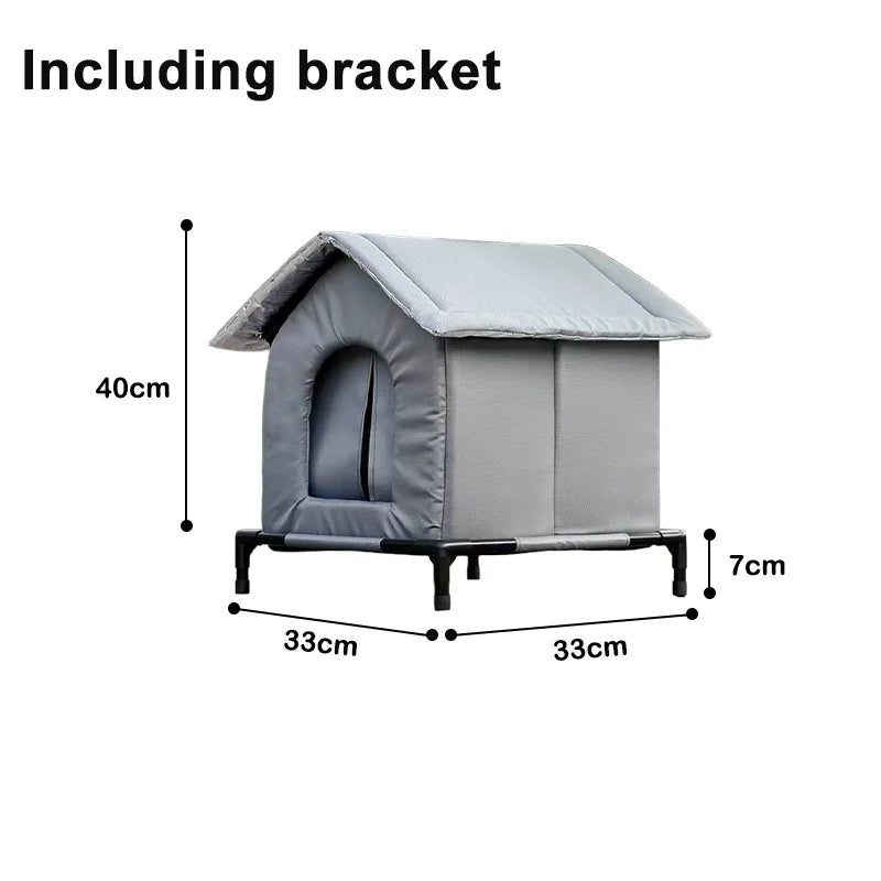 Waterproof Outdoor Pet House – Foldable Warm Cat & Dog Cave Bed