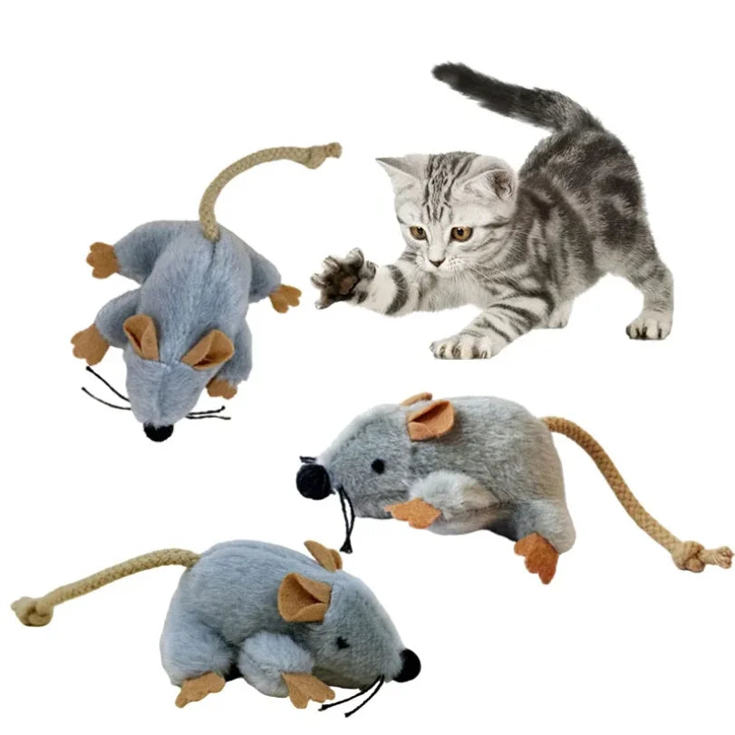 Gray Plush Mouse Cat Toy – Indoor Chew & Play Kitten Toy