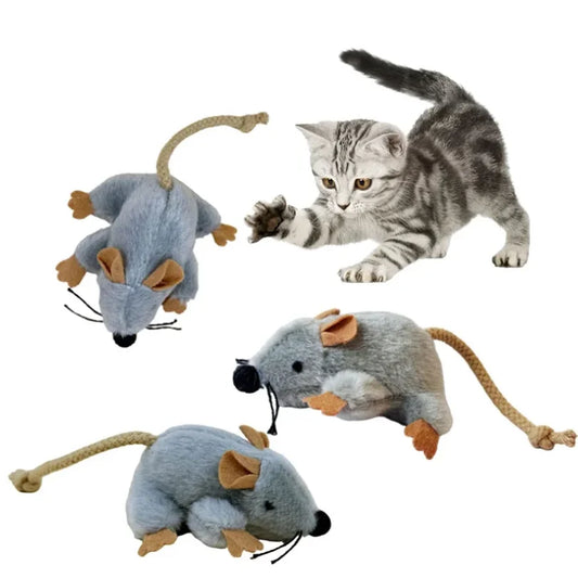 Gray Plush Mouse Cat Toy – Indoor Chew & Play Kitten Toy