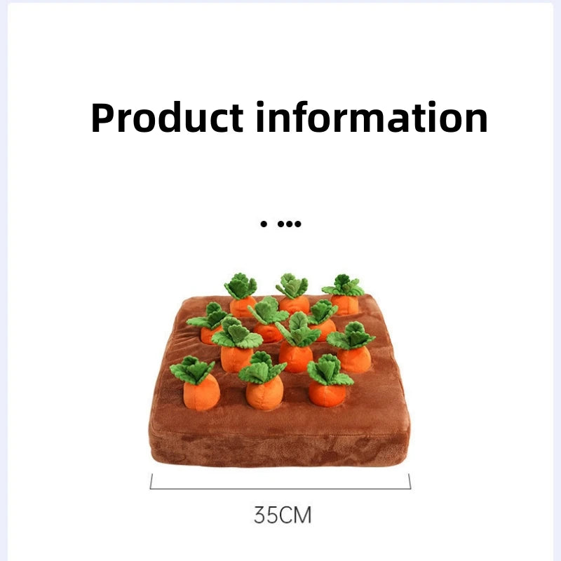 Interactive Carrot Plush Dog Toy – 2-in-1 Puzzle & Nosework Feeder