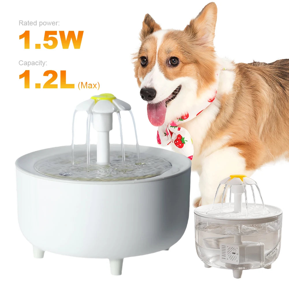 1200ml Electric Silent Cat Water Fountain – USB Filtered Pet Drink
