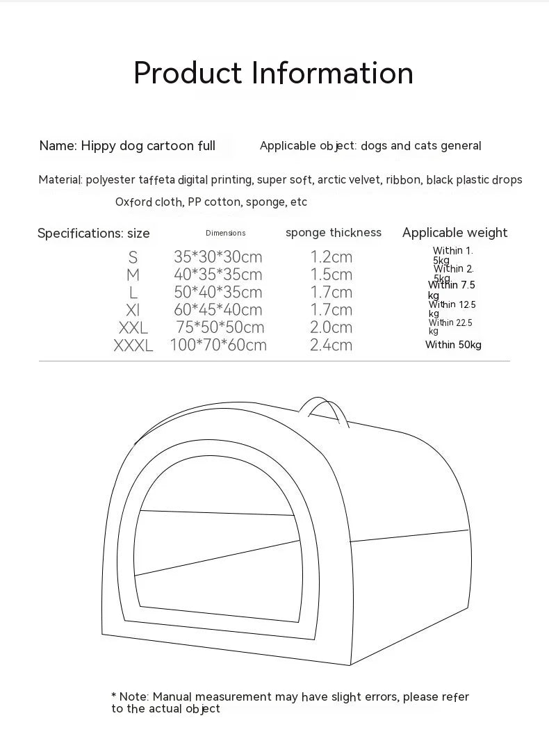 Large Winter Dog House  – Cozy, Removable & Washable Pet Bed