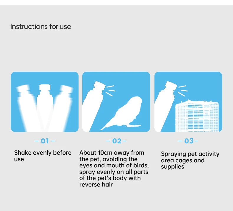 Bird insect repellent 100ml parrot supplies in addition to feather lice mites sterilization in vitro insect spray starling thrus