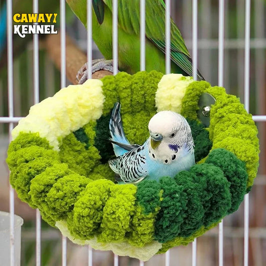 Autumn & Winter Plush Bird Nest – Cozy Round Sleeping Bed for Parrots & Small Birds