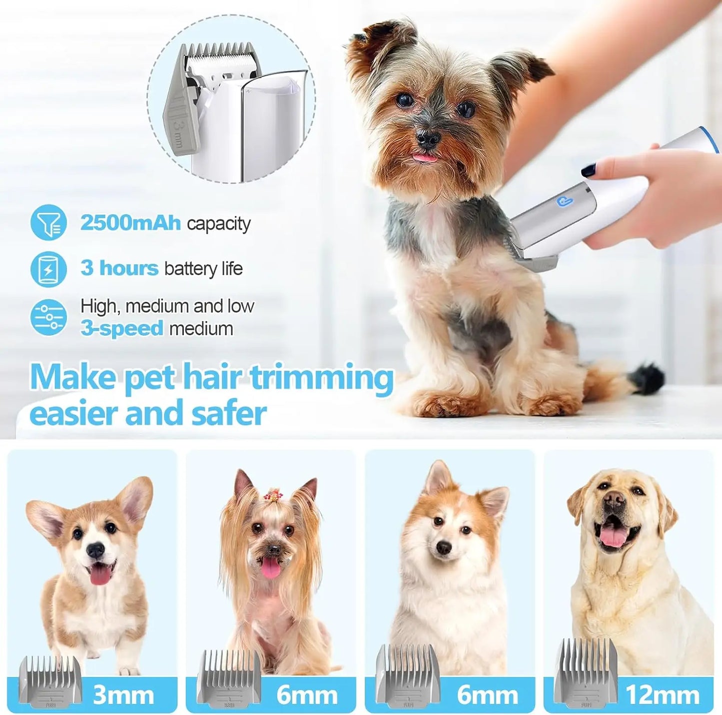 5-in-1 Pet Grooming Vacuum Kit – 2L Dust Cup Hair Remover for Dogs & Cats