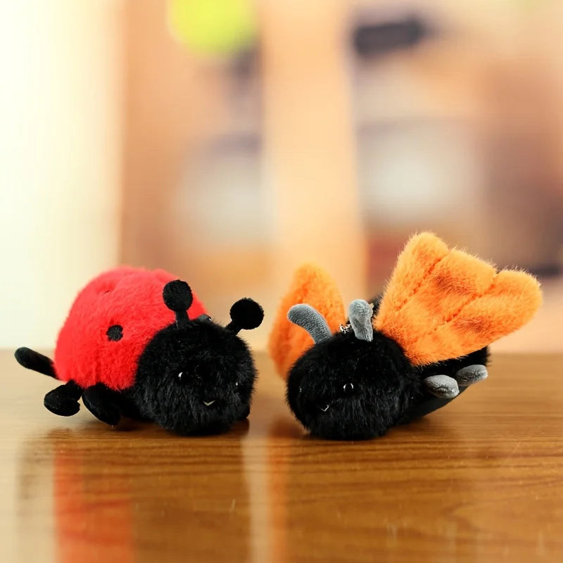 Cute Insect Plush Keychain – Spider, Bee & Caterpillar Toys for Cats & Dogs