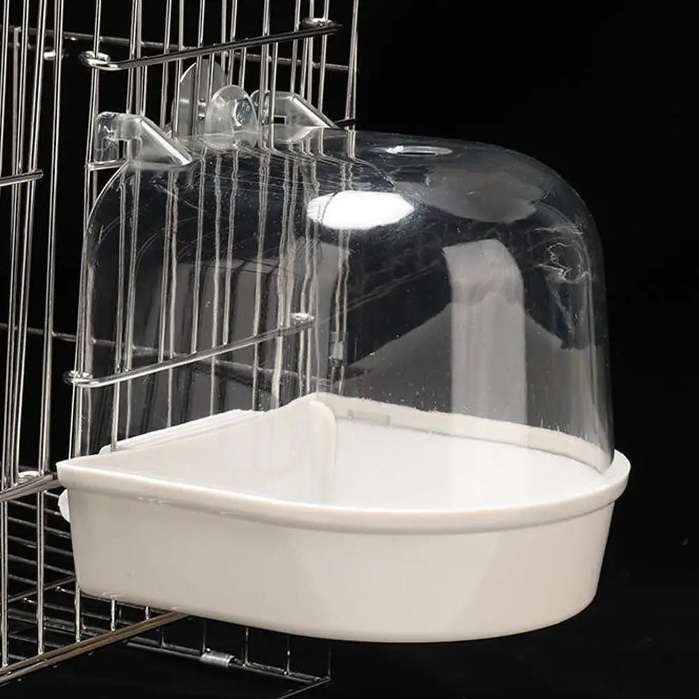 Clear Hanging Bird Bath – Cage Accessory for Parakeets, Canaries & Cockatiels