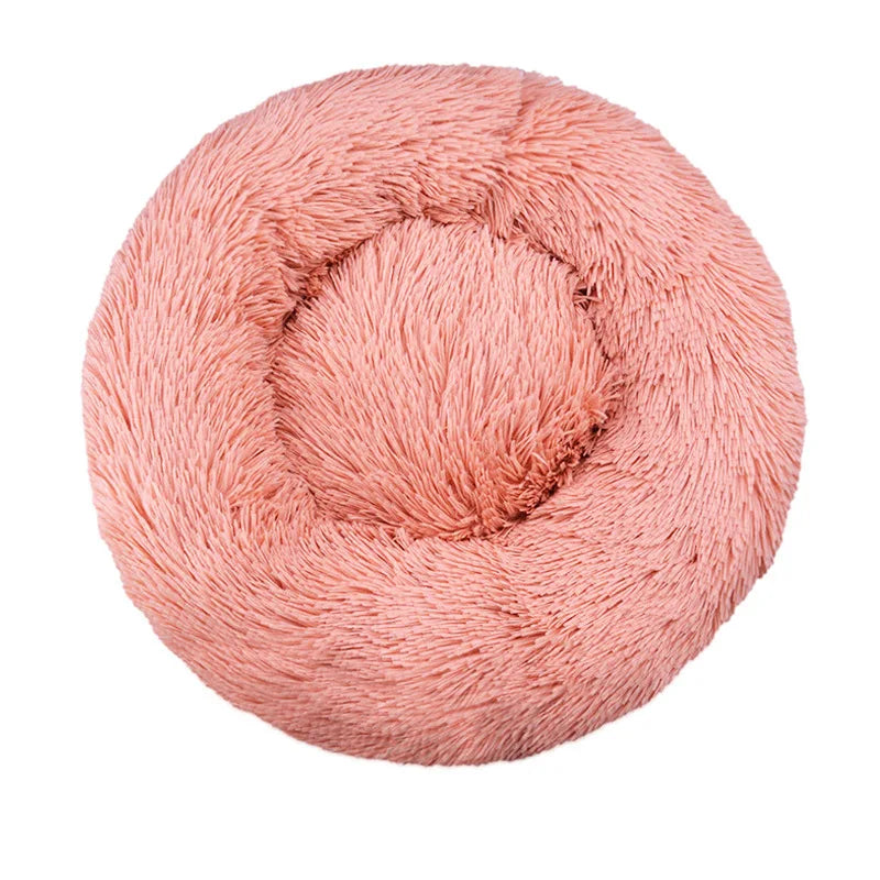 Washable Round Dog & Cat Bed – Cozy Winter Plush Basket for All Sizes