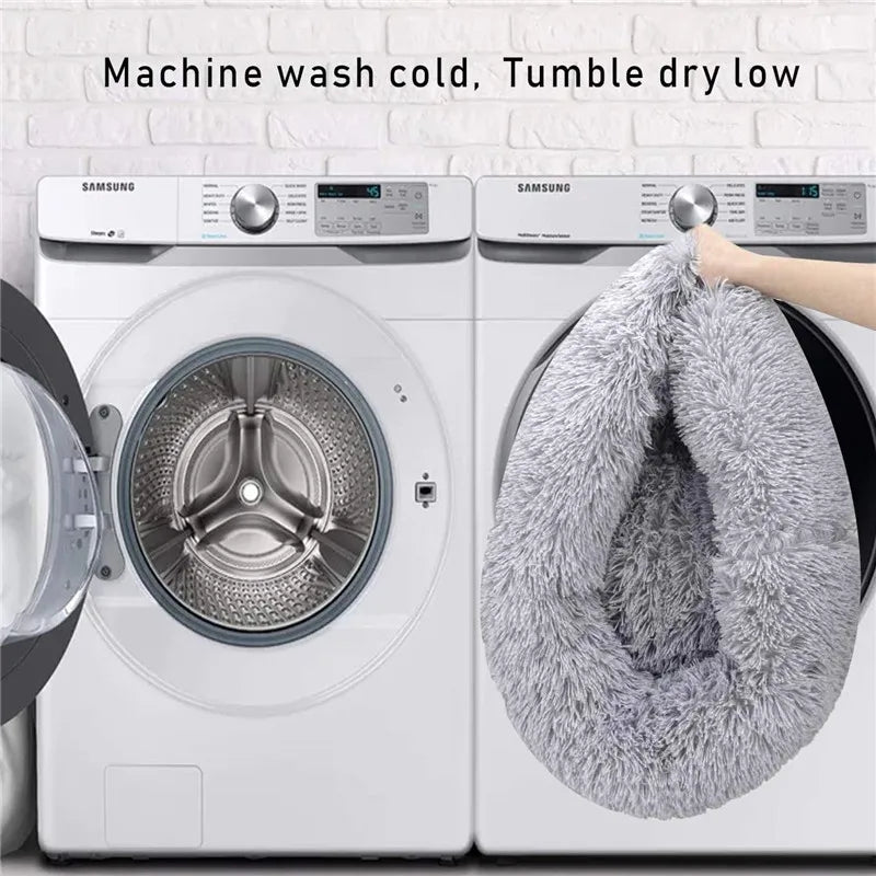 Large Round Pet Bed – Super Soft Plush Dog & Cat House for Winter Sleeping