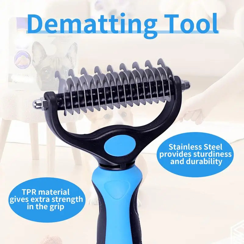 Stainless Pet Grooming Brush – Deshedding, Fur Removal & Knot Cutter for Dogs & Cats