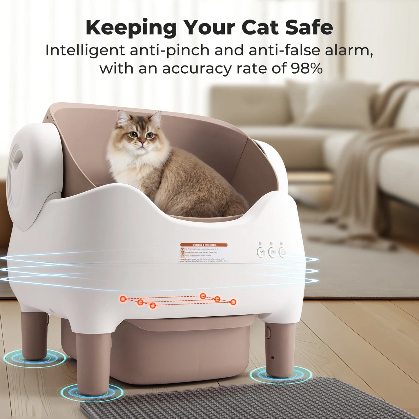 Automatic Self-Cleaning Litter Box – Odor-Free, App-Controlled, Open-Top for Multiple Cats