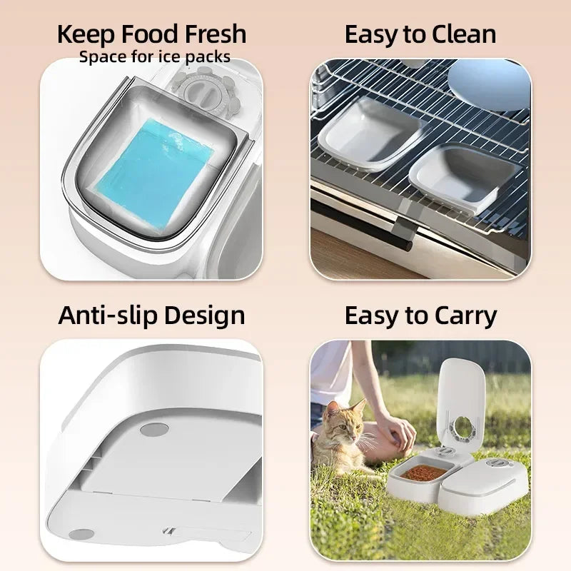 2-Meal Automatic Pet Feeder – Smart Dual Bowls for Dogs & Cats