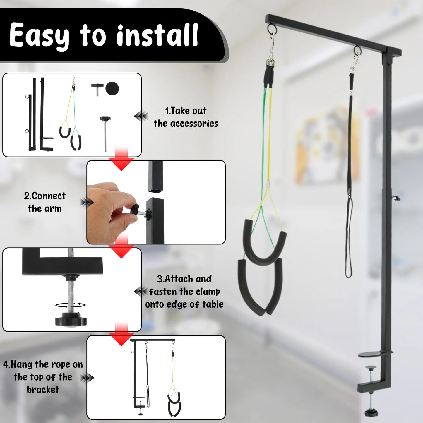 Adjustable Dog Grooming Table – Pet Beauty Stand with Clamp for Haircut & Nail Clipping