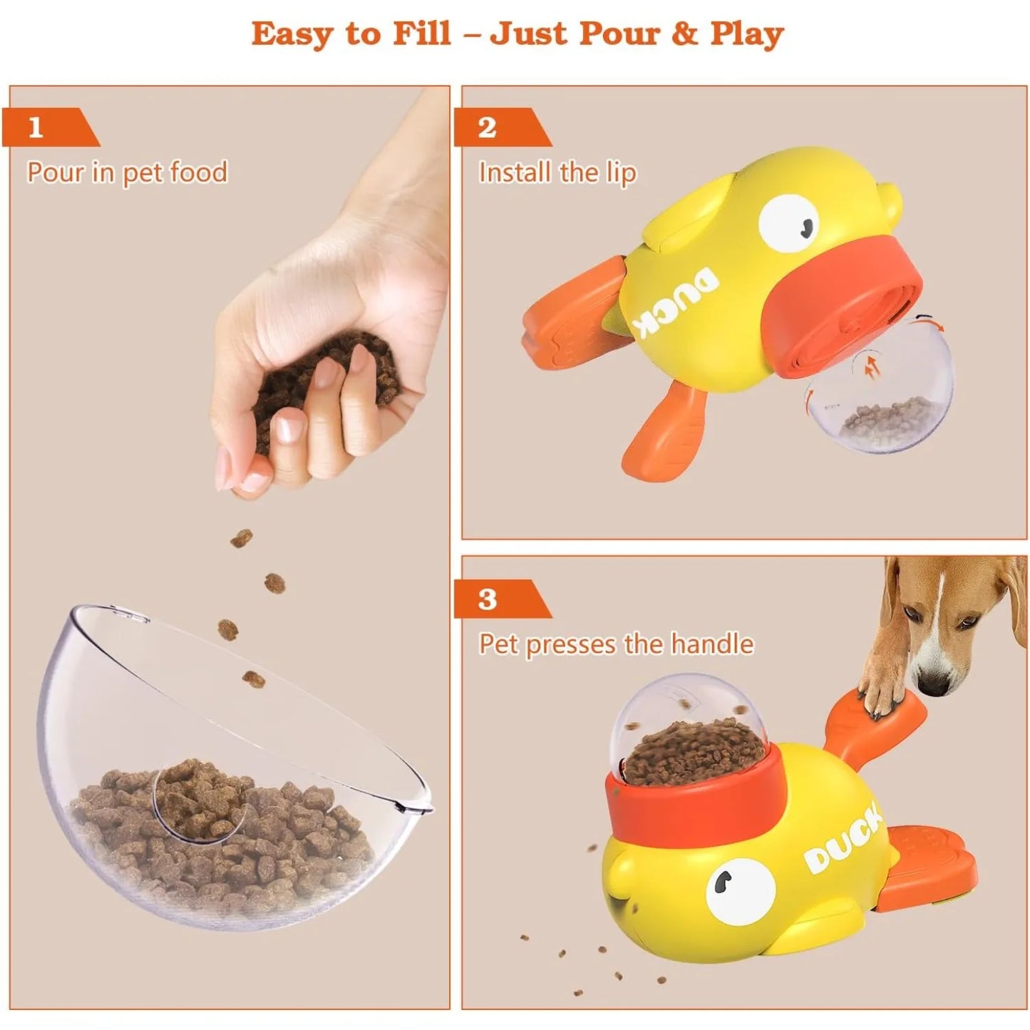 Dog Toys Interactive Treat Dispenser Toy Food Puzzle Slow Feeder Pet Cat Food Leaking Toy Cute Yellow Duck Shape Pet Supplies