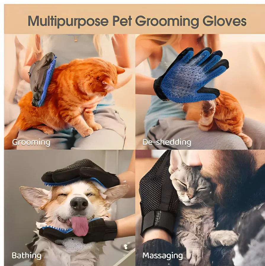 Pet Hair Removal Glove – Grooming & Deshedding Brush for Cats & Dogs