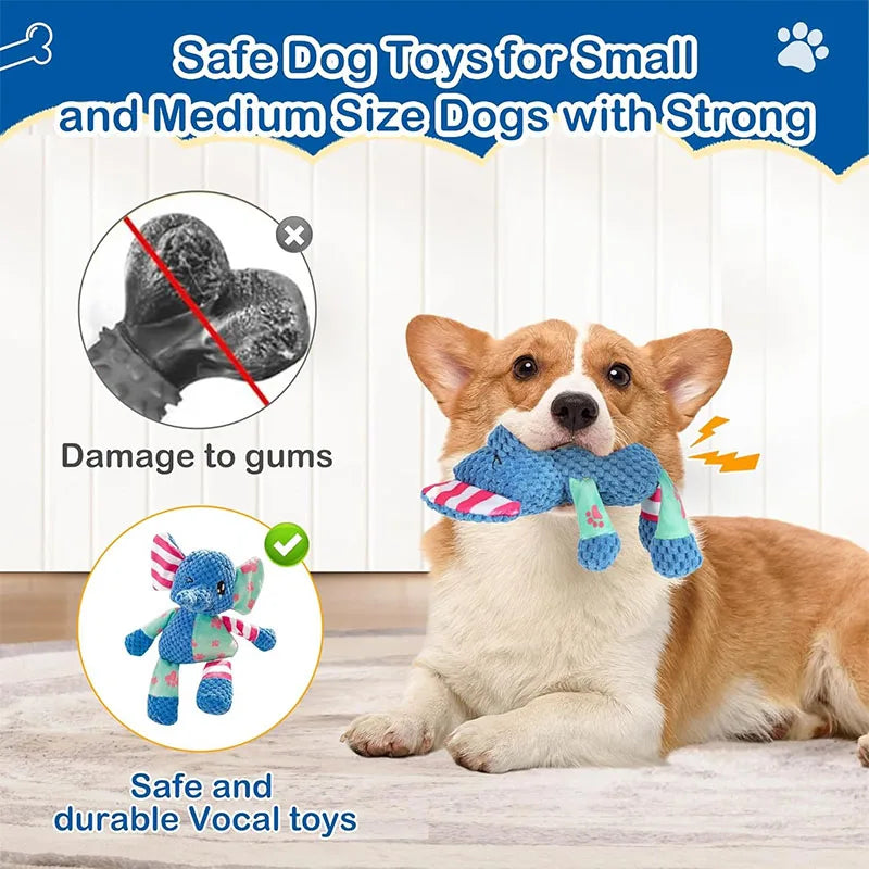 Interactive Dog Toy – Squeak & Rope, Teething & Heavy Chewers