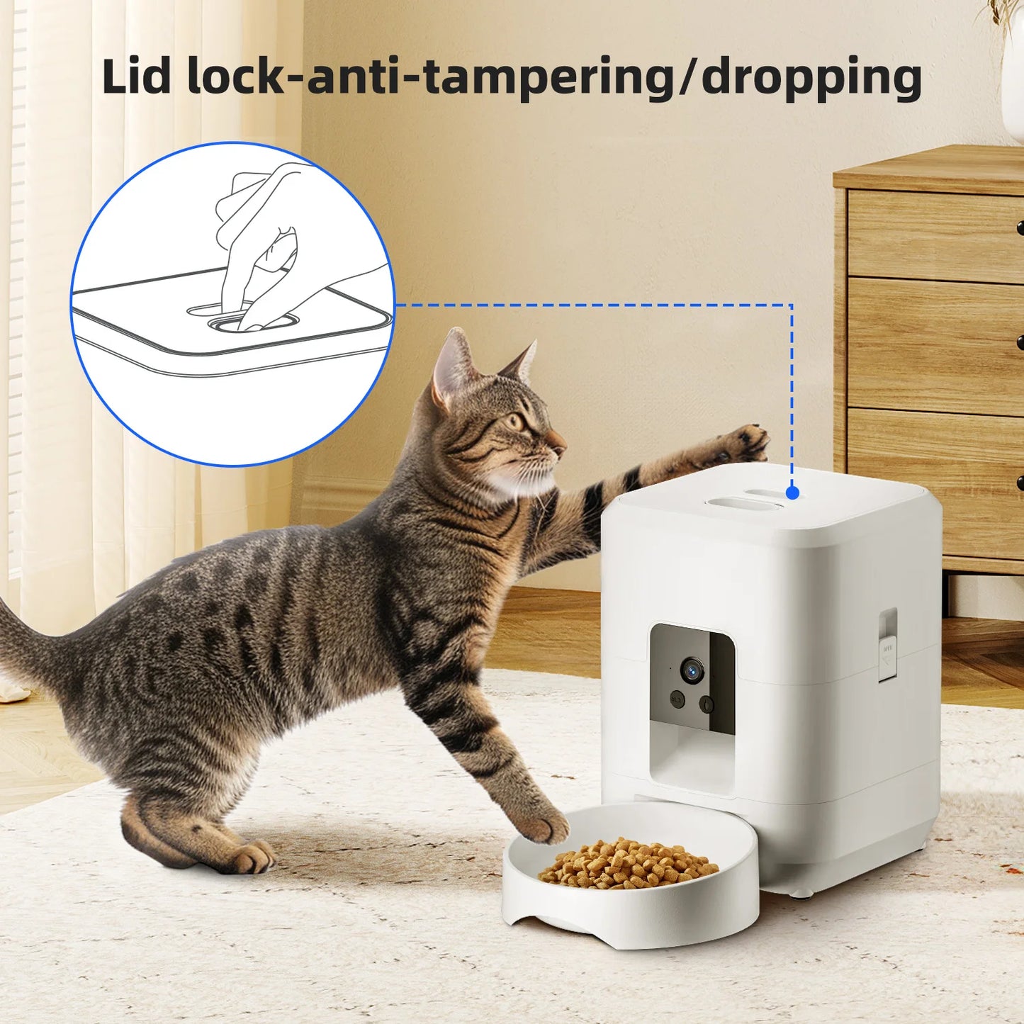 Smart Automatic Pet Feeder with Camera – App Controlled Cat & Dog Feeder