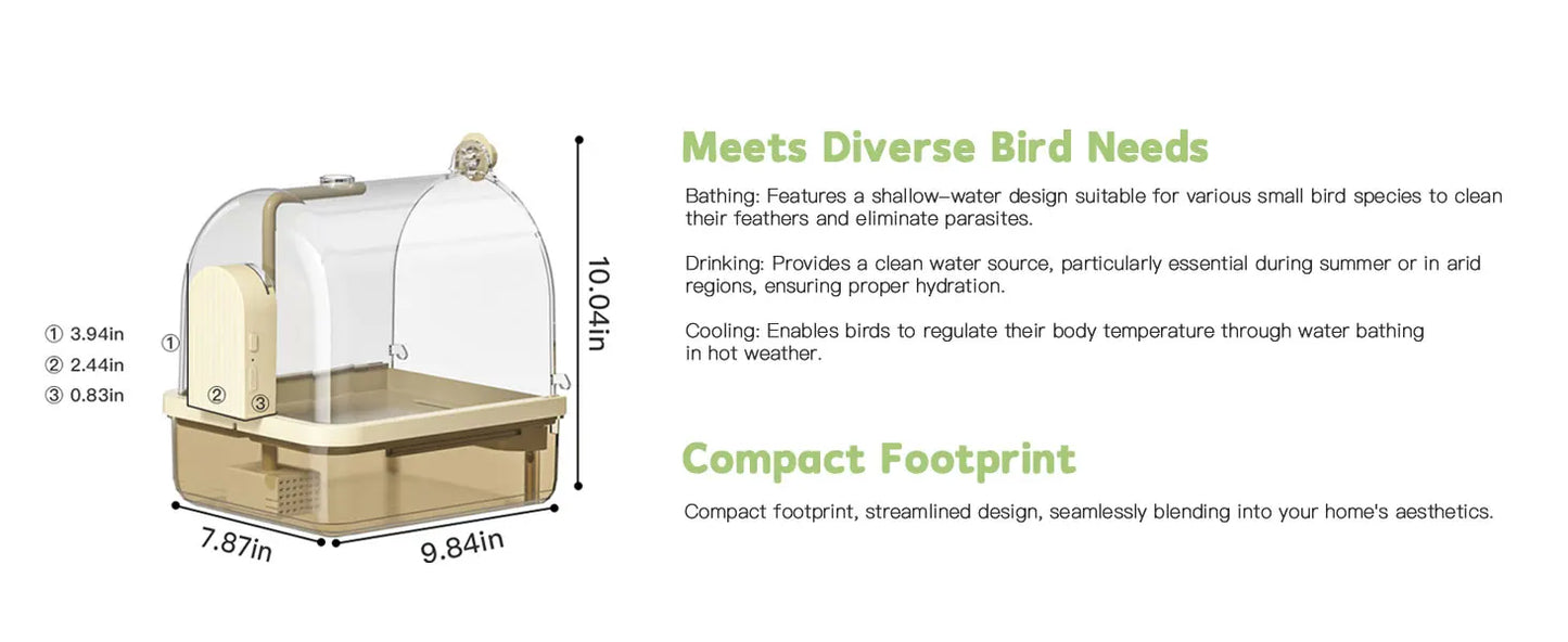 Smart Auto-Sensing Bird Bath – Hanging Circulation Shower for Parakeets & Cages